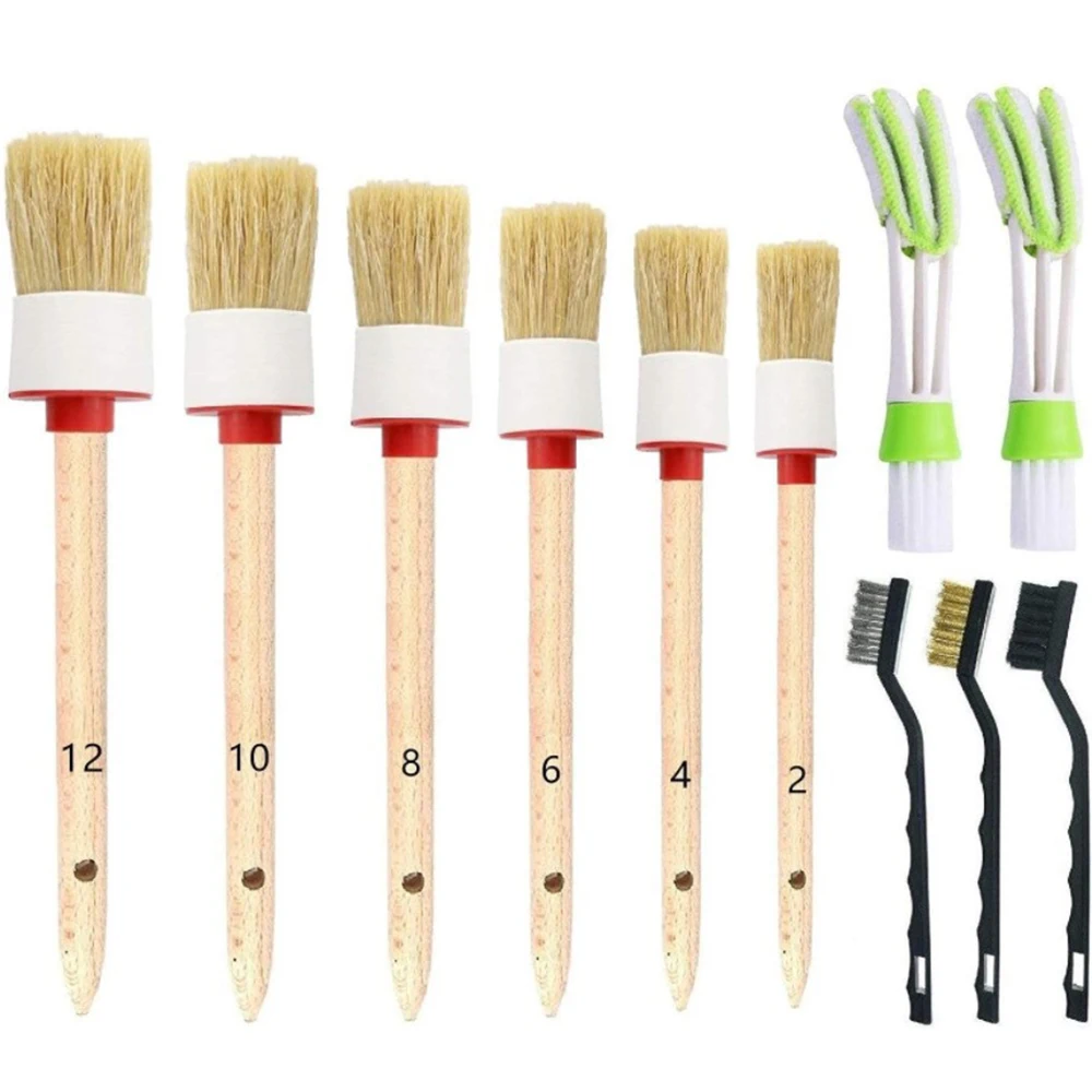 11PCS Car Air Conditioning Port Detail Gap Brush Detail Air Conditioner Cleaner and Brush Dust Collector Cleaning Cloth Tool