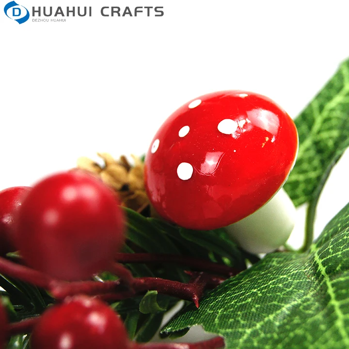 Red fabric Xmas poinsettia flowers stem with glitter Red velvet flowers Christmas tree decor manufacturer wholesale