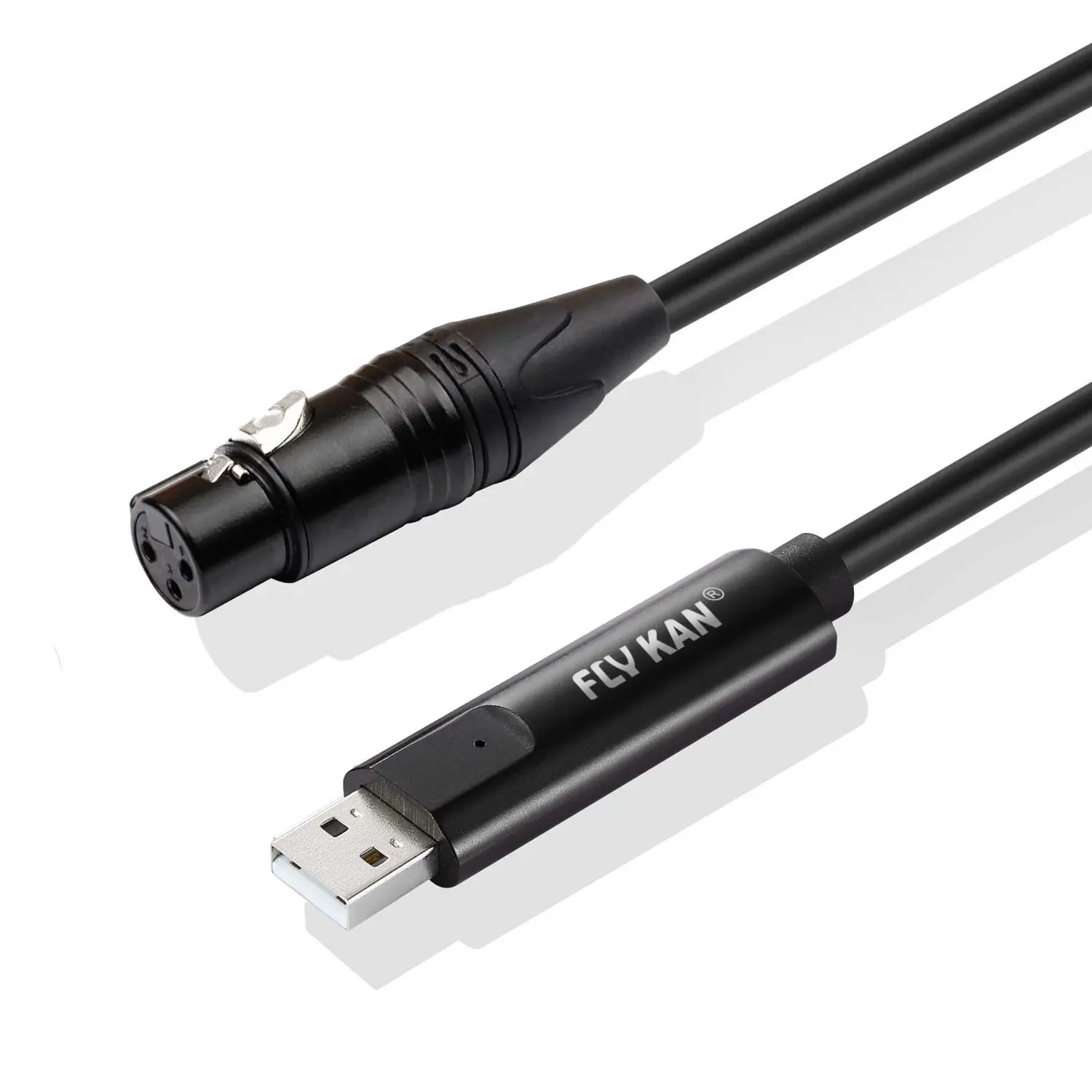Studio XLR to USB-A Interface Cable USB to XLR Adapter to Capture Professional Audio Microphone for Smartphone/Tablet/Computer