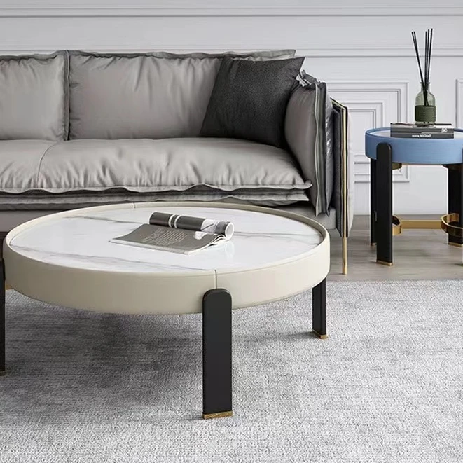 with Marble Texture Wrought Iron Minimalist Office Home Living Room Sofa Furniture Luxury Coffee Table