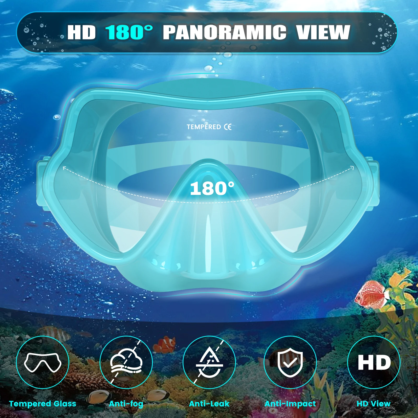 Cheap Dry Top Anti Fog Scuba Diving Mask Fins Flippers Snorkel Set with Panoramic View Dive Snorkeling Gear for Adults Kids