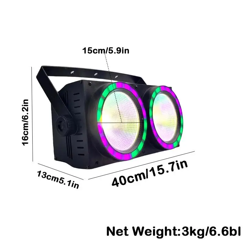 2x100W Pixel COB LED Blinder Stage Effect Audience Light With RGB Pixel Ring For DJ Disco Party Events Show Bar DMX Sound