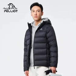 men women puffer down jacket grey goose down padding hooded snow warm winter coat wear