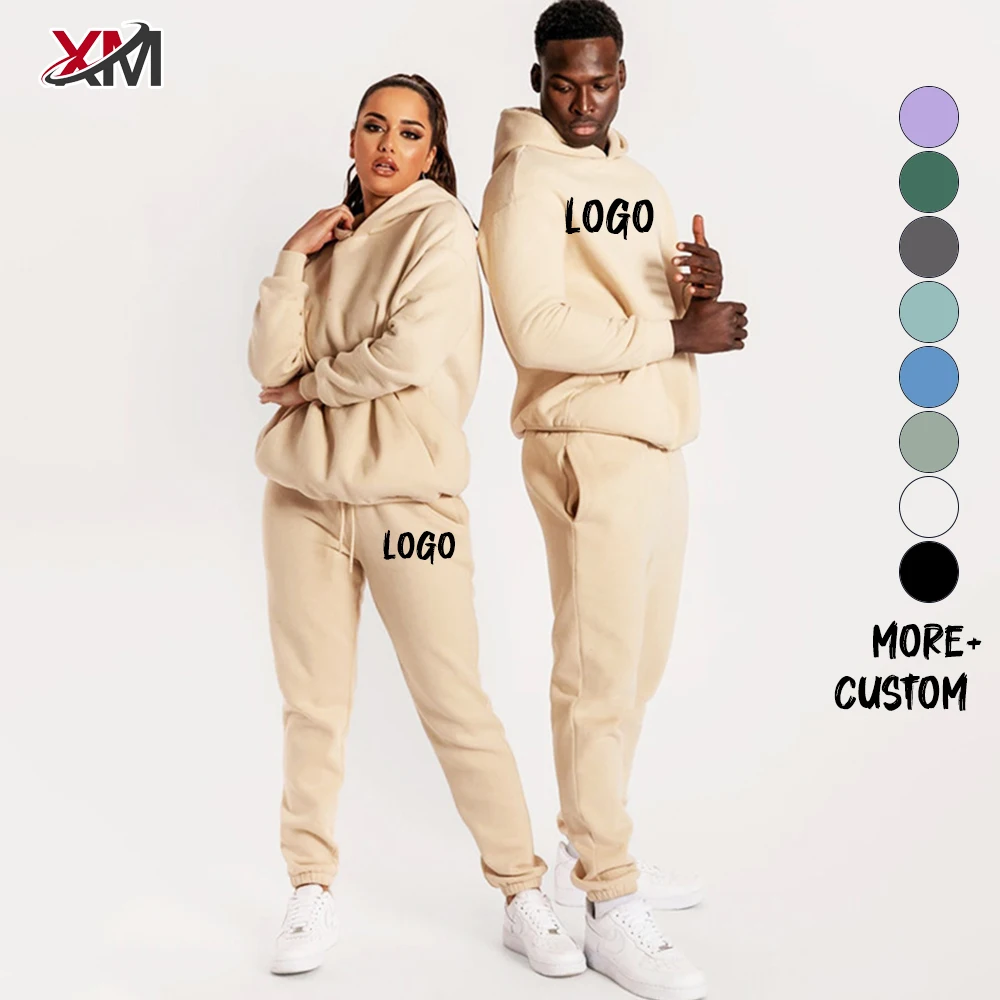 Manufacturer 100% Cotton Custom Printing Jogging Track Sweat Suit Unisex Men Jogger Sweatsuit Tracksuit Sweatpants Hoodie Set