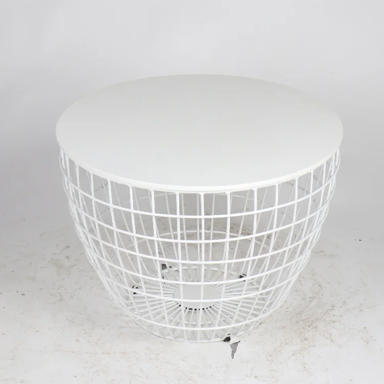 Durable fashion design white iron wire cage table for sale