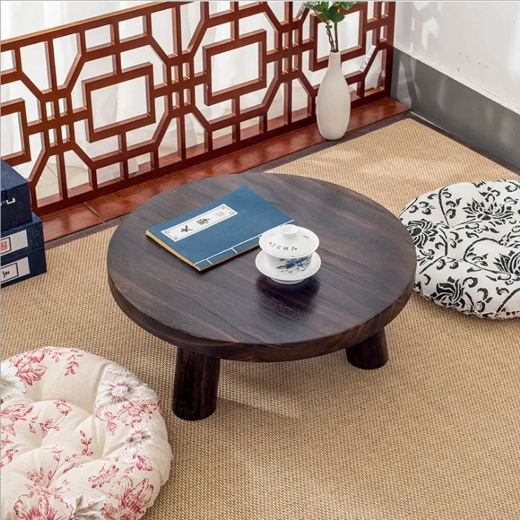 Real wood tea table Japanese paulownia tea table short simple small family round table