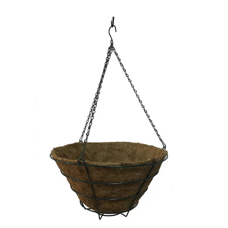 
Садовая полукруглая проволочная подвесная корзина 10/12/14/16 дюймов с коик-вкладышем 