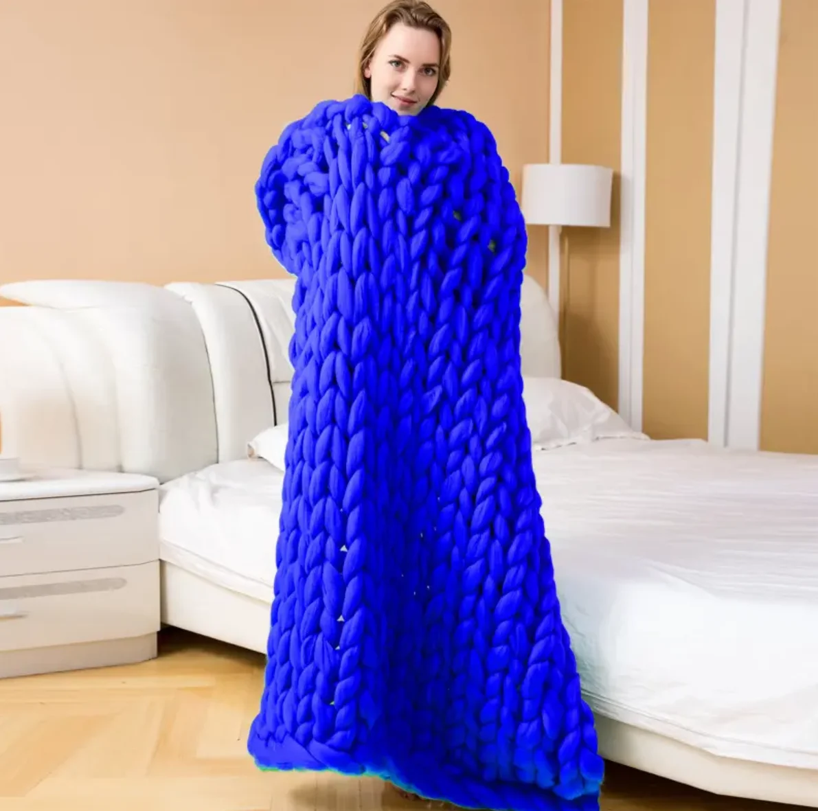 Knit Blanket Throw Machine Washable Crochet Blanket Soft Acrylic Yarn Knitted Blanket