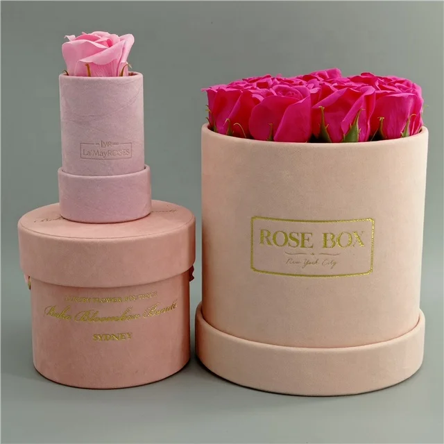 Colourful velvet custom round rose gift box