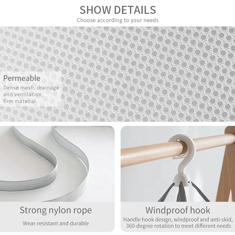 
Foldable laundry baskets Hanging windproof Drying clothes Mesh Laundry Basket dryer Rack 2 layers clothing bags baskets 