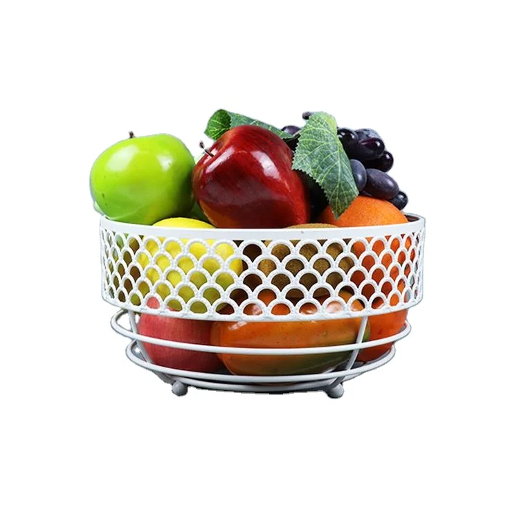 European Style Kitchen Living Room White Iron Meta Fruit Creative Decorative wire Fruit Bowl Basket of Fashion Luxury Candy Pot
