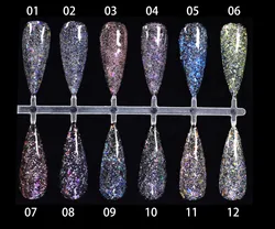 Bcol Wholesale ODM OEM Professional Effect Diamond Shinning Glitter UV Galaxy Nail Gel Polish MOQ 1Kg