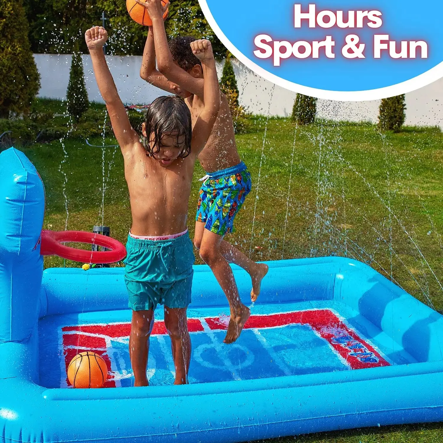 2 In 1 Wholesale Custom Basketball Game Indoor Outdoor Summer Water Irrigation Garden Sprinklers For Kids Children With Basket