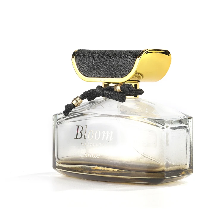 Роскошный стеклянный флакон с кожаным покрытием и золотой оправой, стеклянный флакон с распылителем для комнаты, стеклянный флакон для духов объемом 100 мл