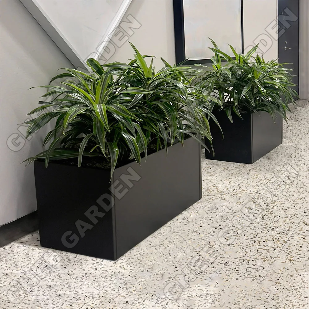 Steel sheet black corten steel planter rectangle metal outdoor garden box