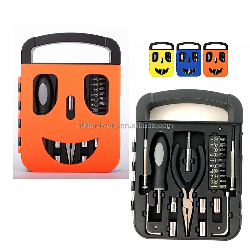 Gift Promotion 24 Piece Interest Tire Case Hand Tool Set Plier Screwdriver Bit Socket Emergency Usage Repair Tyre Shape Tool Kit
