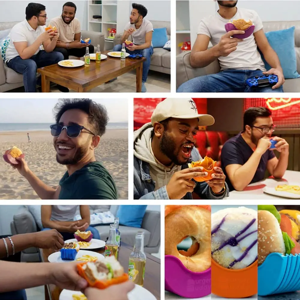 WSY Kitchen Accessories Burger Buddy Utensils TPR Cheeseburger Holder Box Hamburger Packaging Reusable Silicone Burger Holder
