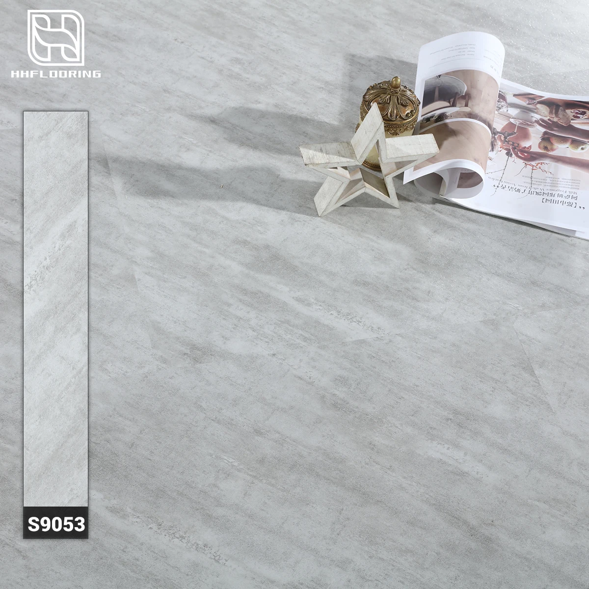 Wooden Flooring Vinyl Luxury Texture Pvc Sale Simple Stone Wood Grain Style EIR Surface Graphic Modern SPC Tiles