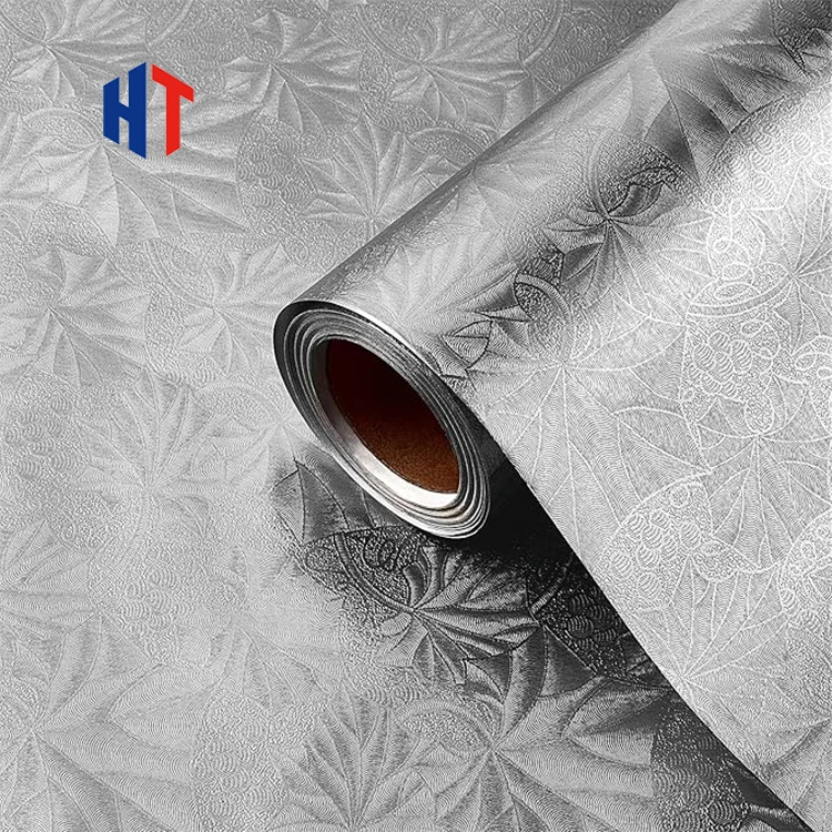 Silver Embossed Floral Foil Paper Flower Wrapping Paper for Bouquets Plants and Decor