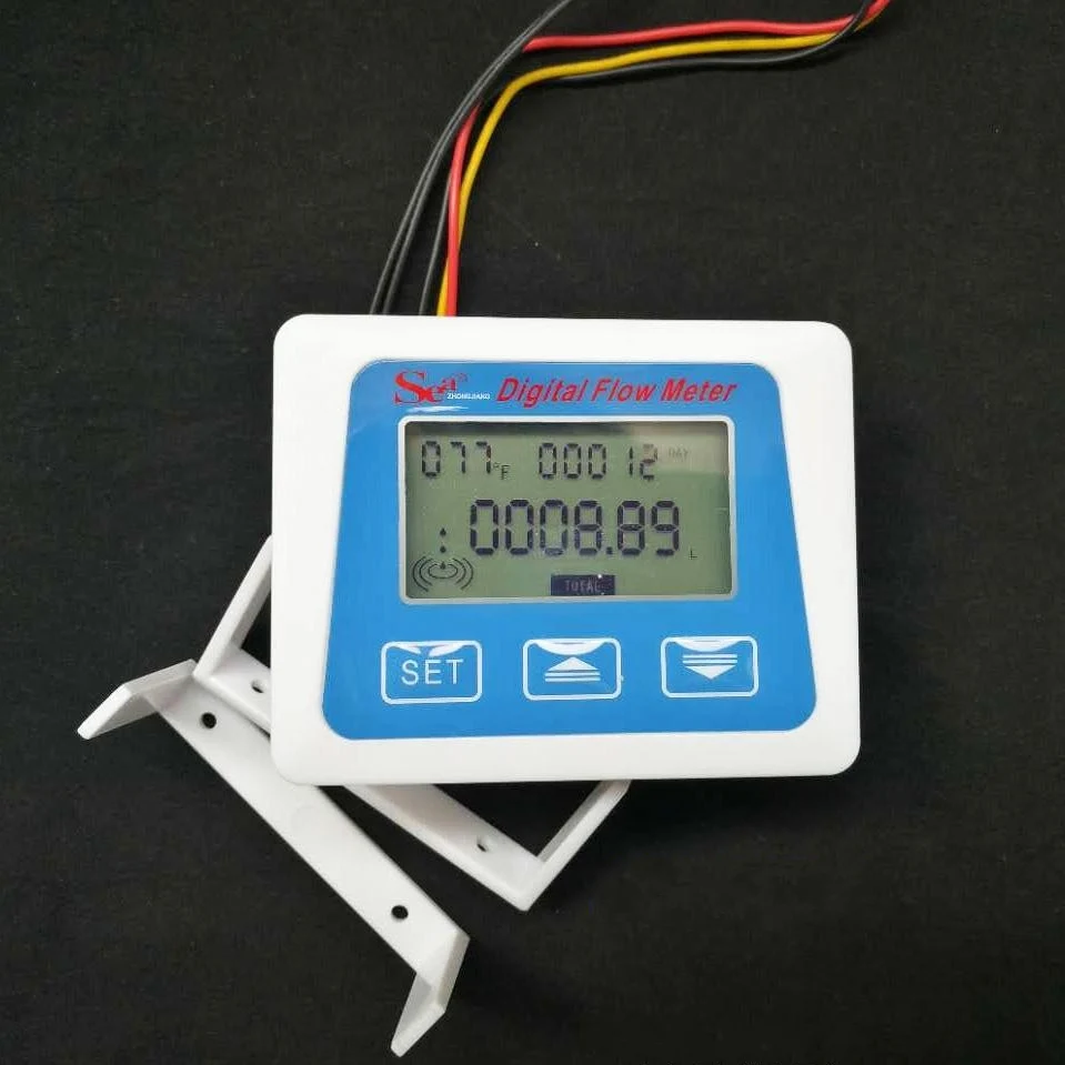 Digital LCD display Water flow sensor meter flowmeter totameter Temperature time record With G1/2 flow sensor