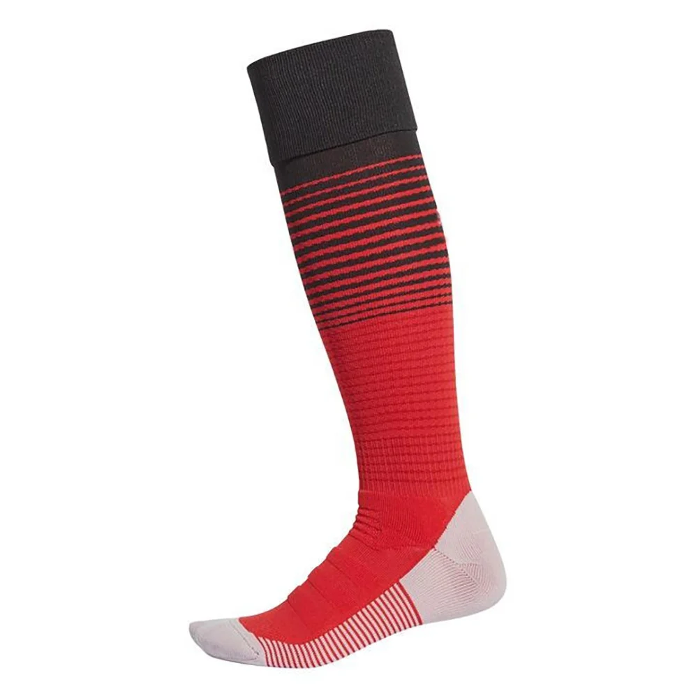 AJ 19438 Custom Fashion Red Striped Nylon Knee High Manchester Team Sport Football Soccer Socks