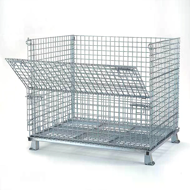 Factory Supplying Industrial Transport Storage Equipment folding wire mesh roll container cages trolleys