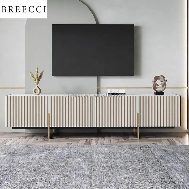 DS Modern Luxury TV Unit Wall Cabinet Contemporary Custom MDF Furniture for Living Room Home Office with LED Storage Features