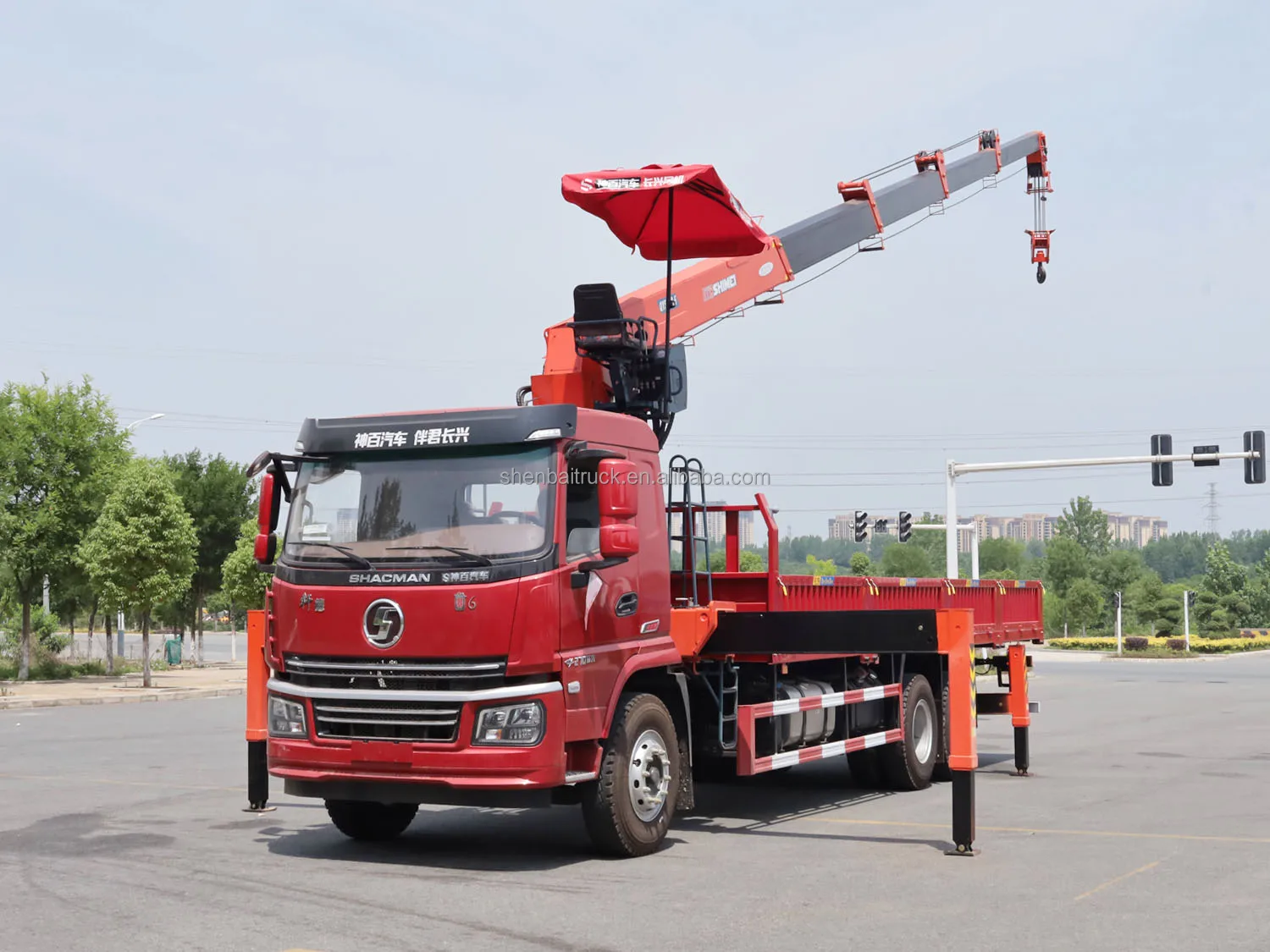 hot sale 6x4 truck with Shenbai 10 ton hydraulic telescopic boom crane