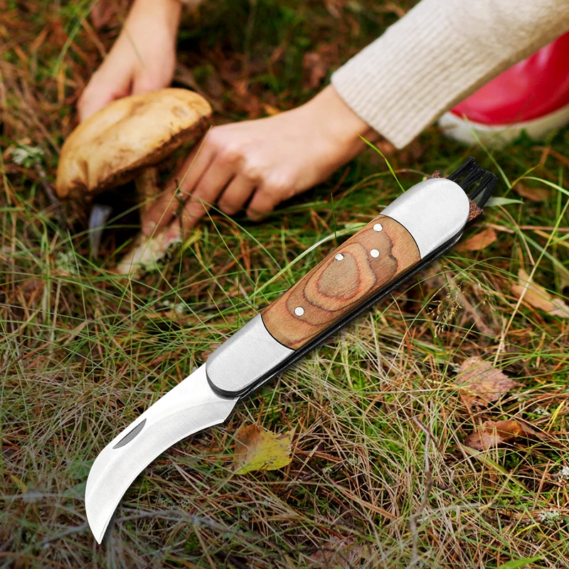 Высокое качество Профессиональная деревянная ручка из нержавеющей стали кемпинг нож для резки грибов наружного гриба