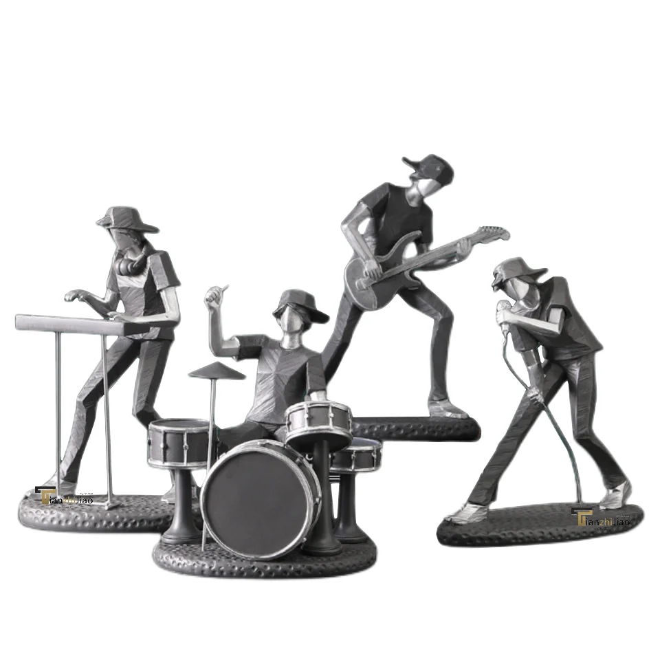 Nordic minimalist Musician Characters Sculpture Resin Crafts Gift Set Modern Music Rock Band Figurines Ornament For Home Decor