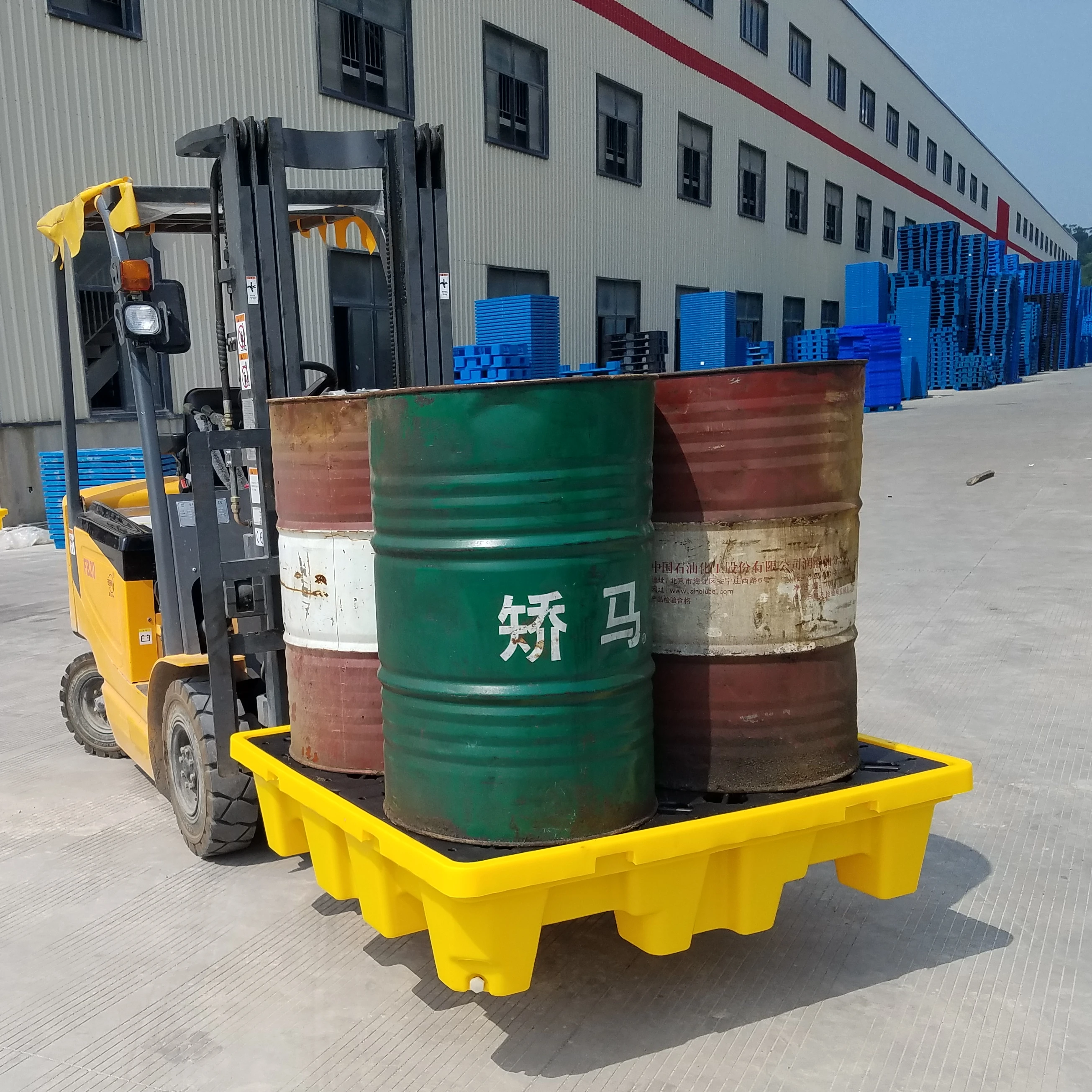 virgin hdpe yellow detachable large size plastic four 4 drums ibc spill pallet
