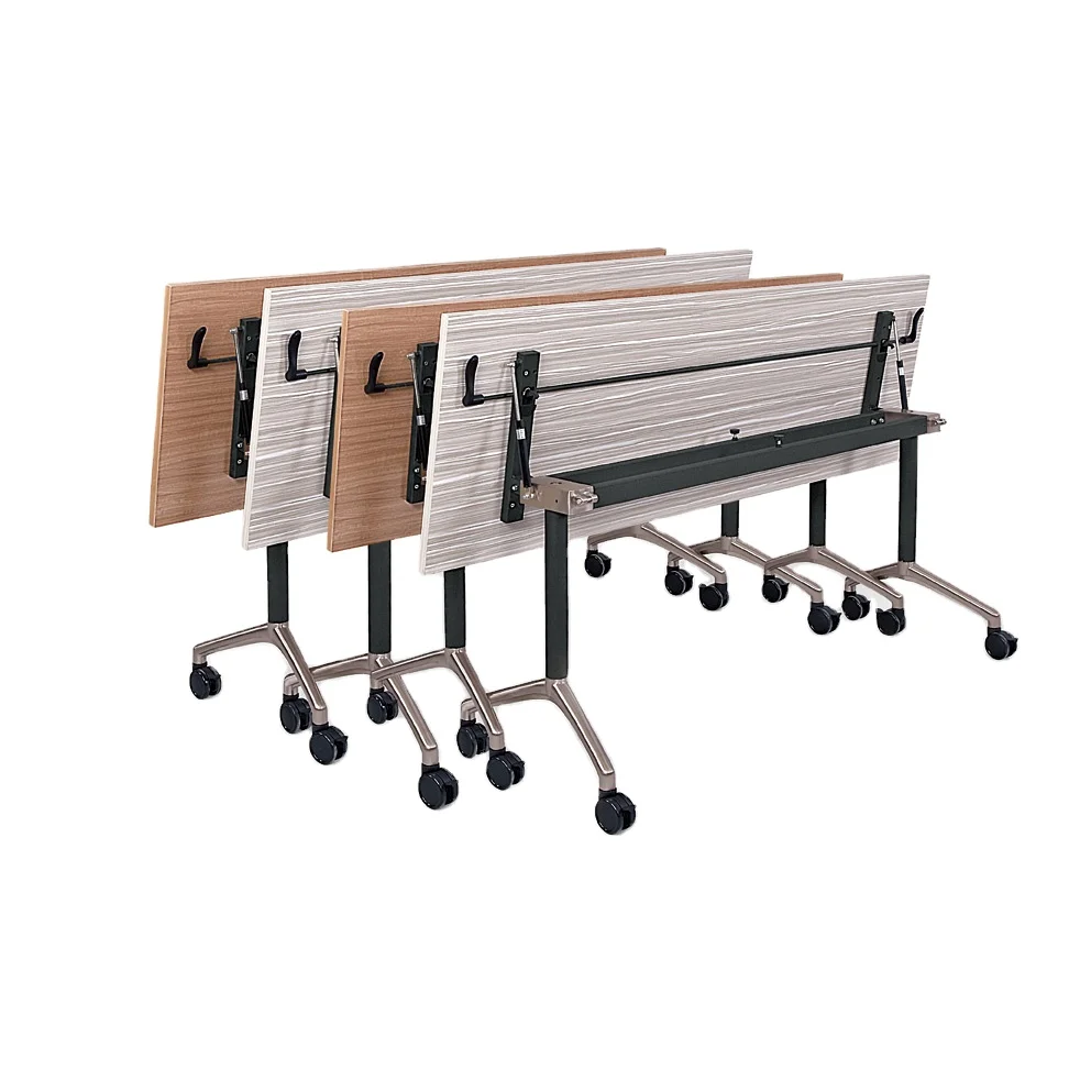 cheap furniture factory folding conference table with locking wheels