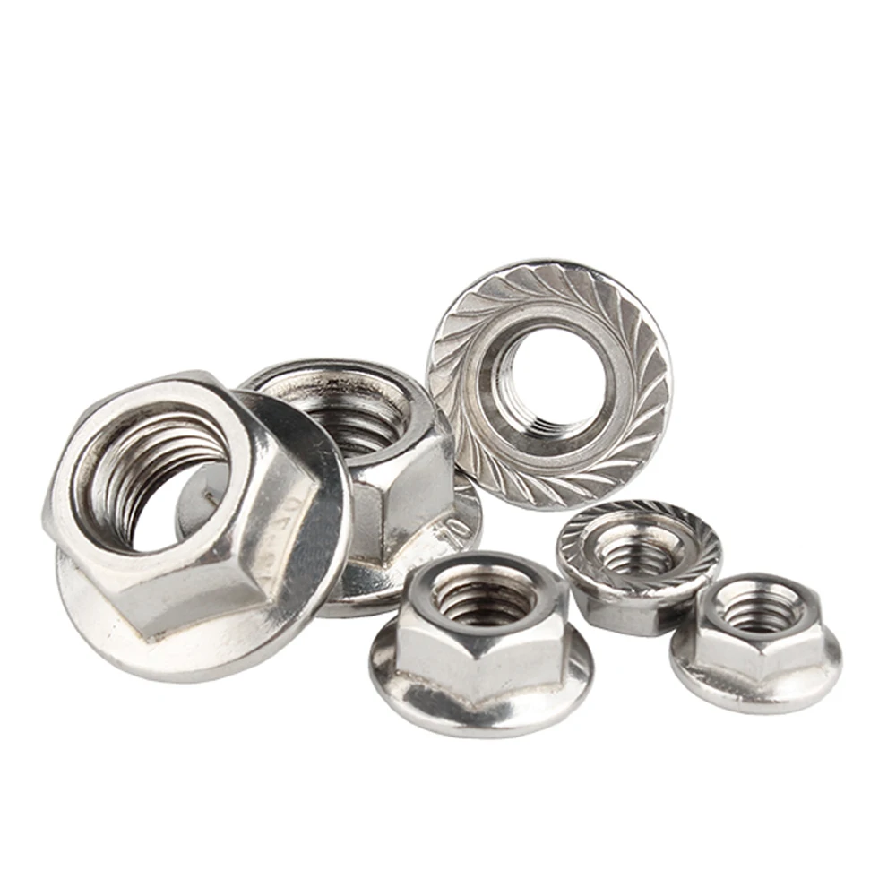 Stainless steel din6923 hex flange nuts A2-70 Stainless steel flange nut