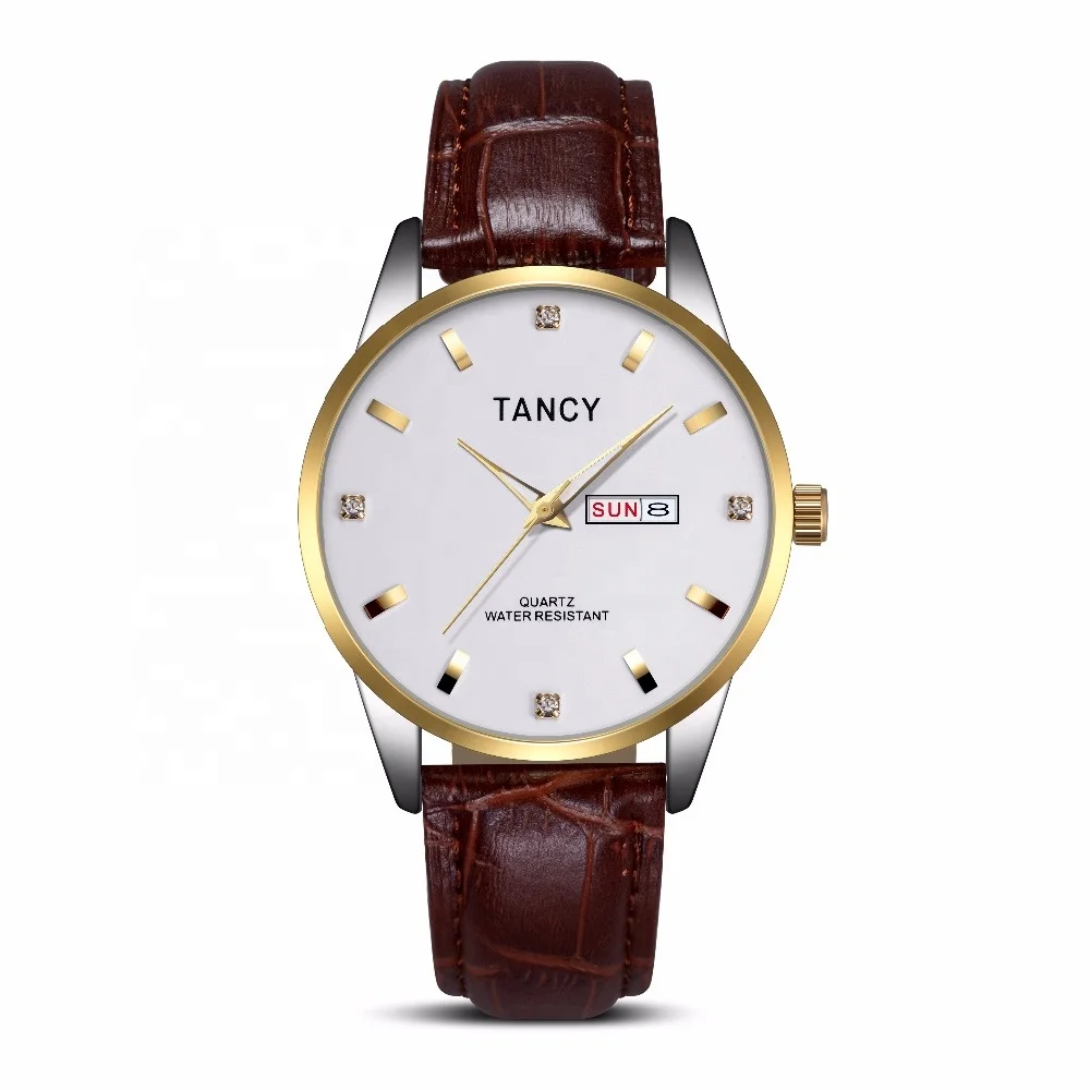 Guangzhou factory OEM customize  logo Alloy watch thinner PU leather band simple dial unisex luxury watch