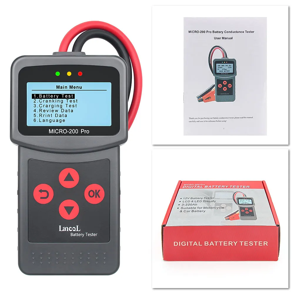 LansL MICRO-200 Pro 12V 24V Car Battery Tester 12V Battery Tester Automobible Battery Voltage Tester