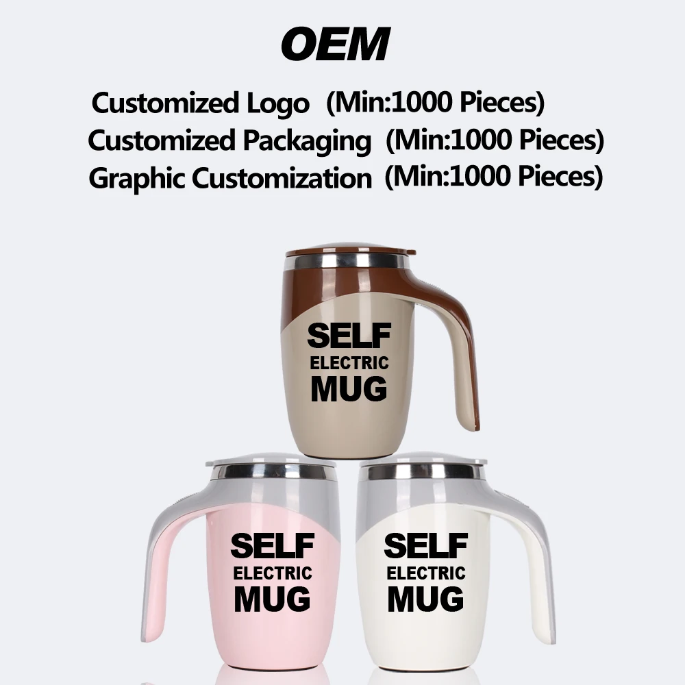Wholesale OEM stainless steel bateri electric mixing coffee cup automatic magnetic self auto stirring mug