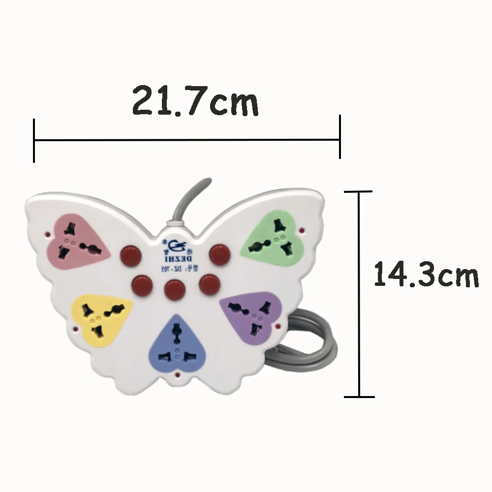 New desktop butterfly shape 5 way universal multi plug power strip outlet extension switches and socket with ground