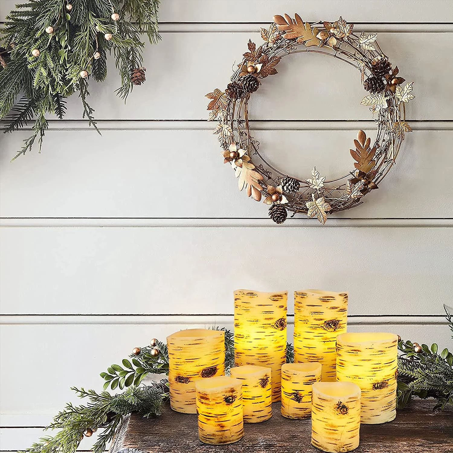High Quality Flickering LED Candles Christmas Flameless Candles with Remote Real Wax Birch Bark Candle Lights for Home Bookcase