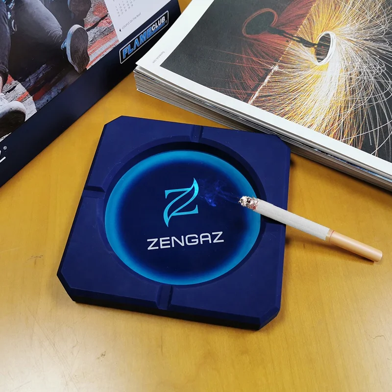Square cigarette cigar smokeless silicone portable pocket custom logo ashtray