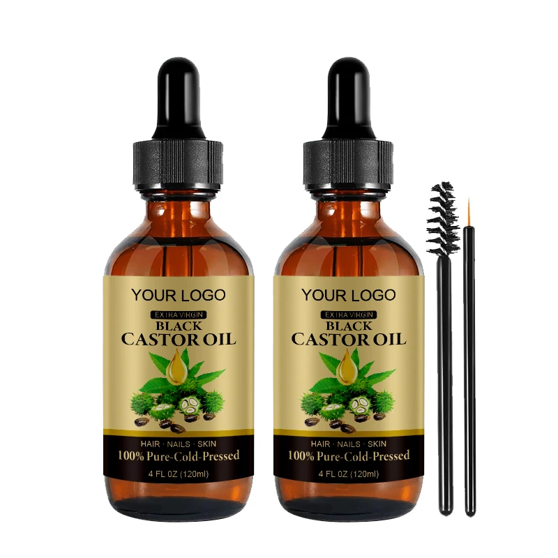 Organic Natural Jamaica Black Castor Oil For Eyelashes And Eyebrows Castor Oil Serum Bulk Cold Pressed Hexane Free Pure