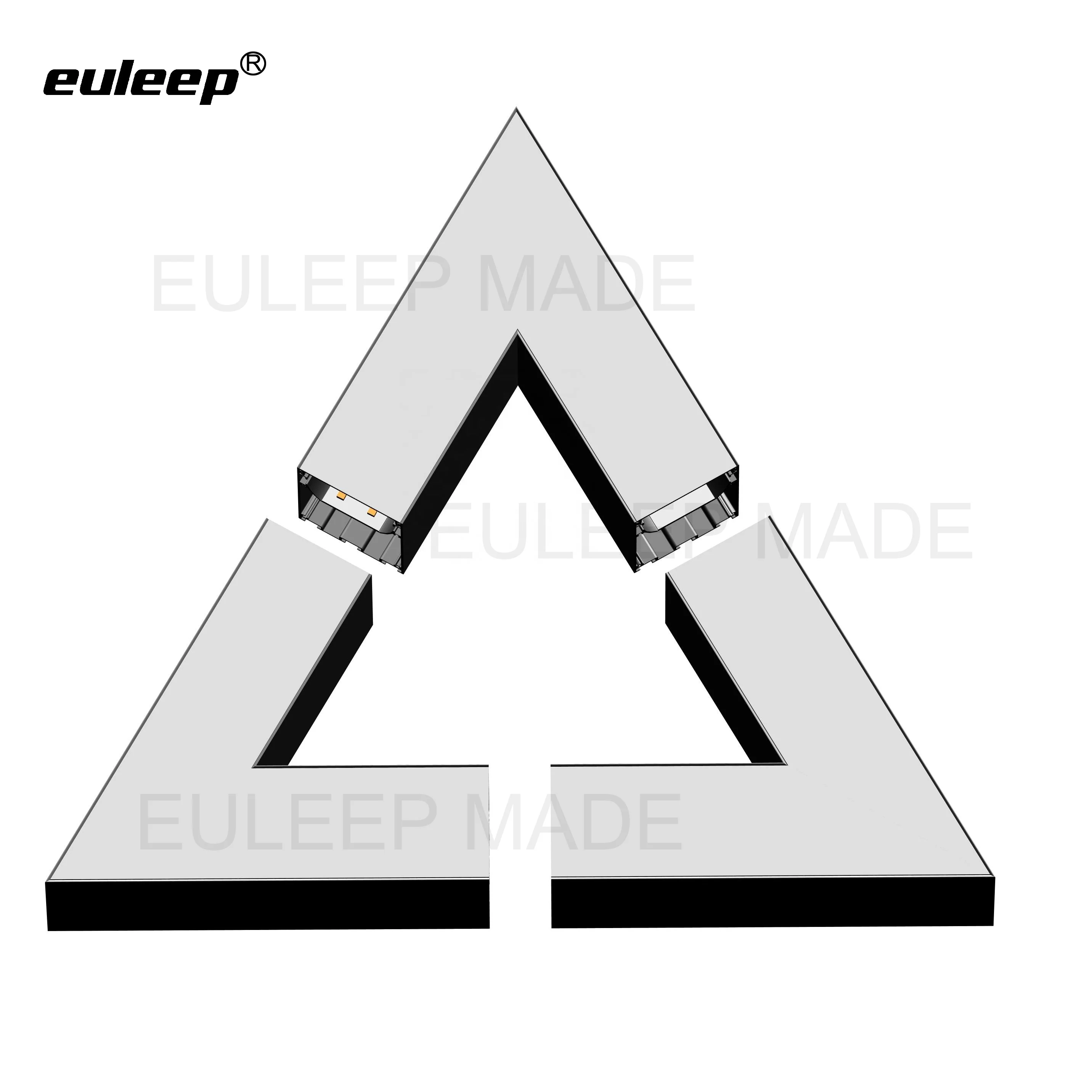 Euleep indoor led light V shape 60 degree connectors, extend part for large special customization shape lighting fixtures