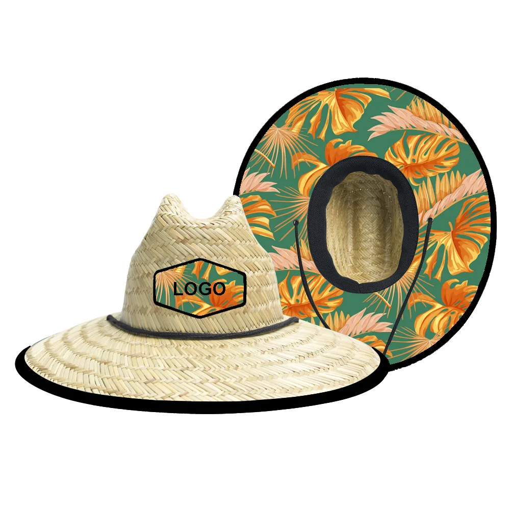 High Quality Designer Fashion Wholesale Summer Spring Custom Lifeguard Sun-proof Straw Beach Hat with Big Brim
