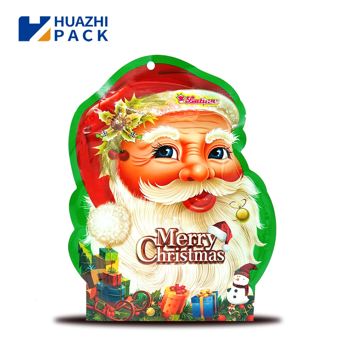 Factory price high quality laminated material special shape pouch Christmas gift candy shape packaging bag