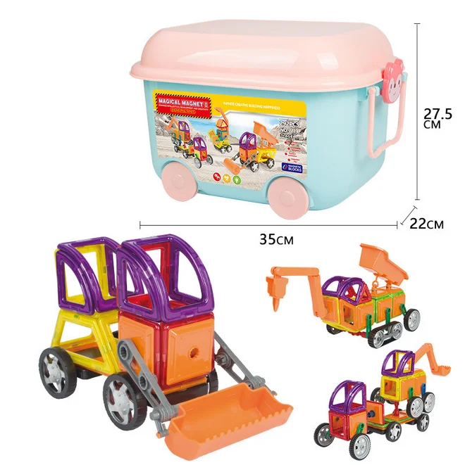 
3C ASTM Certifications 102pcs children train car truck toy magnetic toy with wheels 