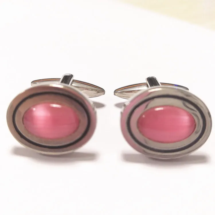Factory Wholesale Quality Jewelry Pink Stone Cufflinks for sale