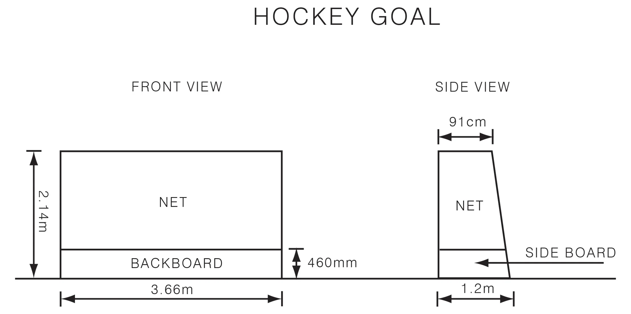 COMPETITION FIELD HOCKEY GOALS 3.66mx2.14m hockey goal