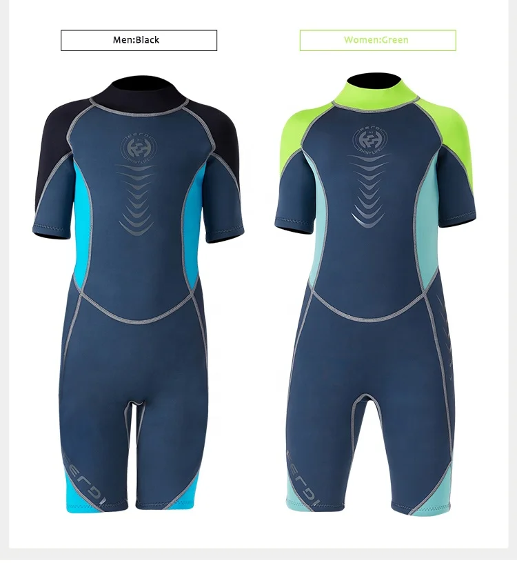 Детский неопреновый слитный купальник с коротким рукавом и молнией сзади, 2,5 мм