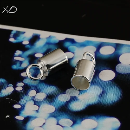 XD P918 925 Sterling Silver Leather Cord End Claps Clasp Rope connection buckle Rope clasp buckle 925 sterling silver tube