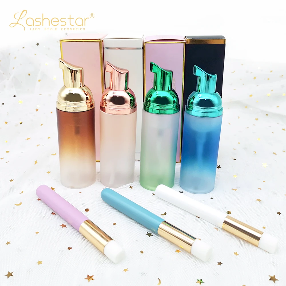 Wholesale lash shampoo custom private label foam cleanser eye lash extension wash shampoo set organic eyelash shampoo with brush