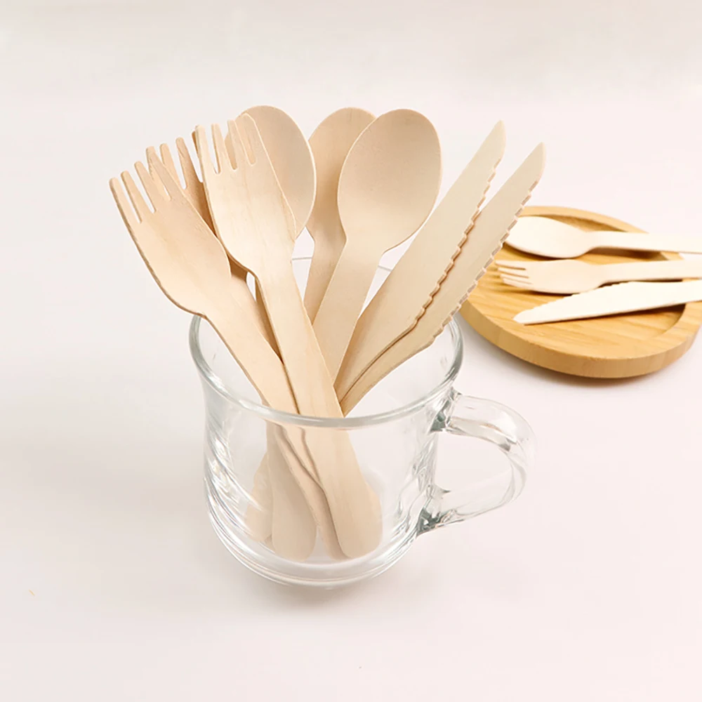 Hot selling, high-quality, affordable, disposable, independent packaging, wooden tableware set, fork and spoon